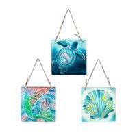 Evergreen - 4.5" Handpainted Embossed Coastal Turtle Suncatcher, 84G4270
