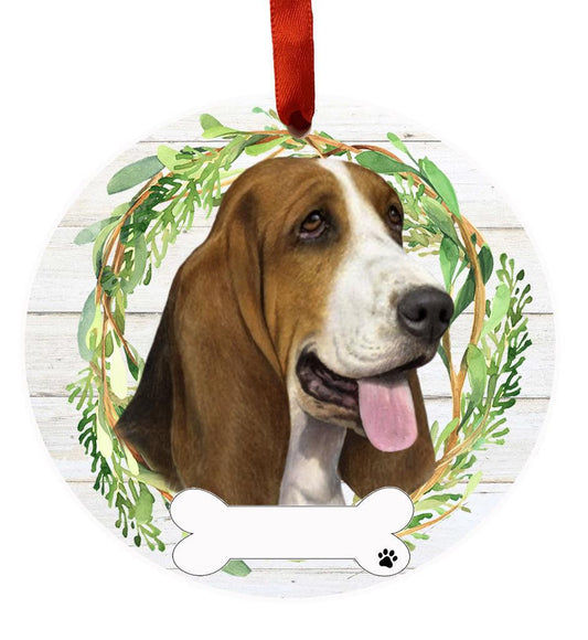 E&S Pets Basset Hound Ceramic Wreath Ornament 550-2