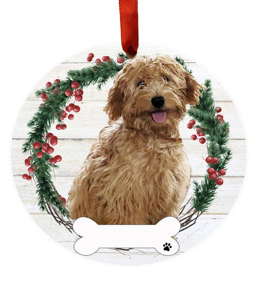 E&S Pets Goldendoodle, Rust FB Ceramic Wreath Ornament 550-125RFB