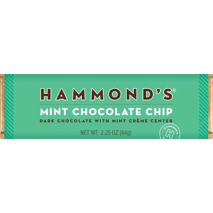 Hammond's Candies Chocolate Bars - Chocolate Bar Mint Choc Chip 2.25oz