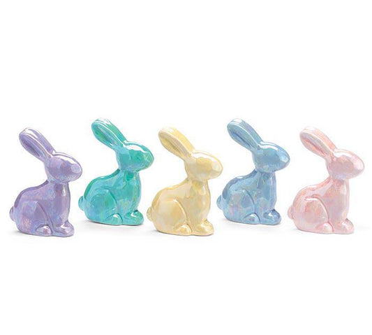 Burton & Burton - Solid Pearlized Bunny Figurine Assorted Colors - 9749634