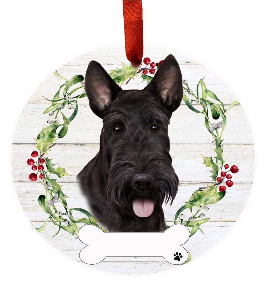 E&S Pets Scottish Terrier Ceramic Wreath Ornament 550-35