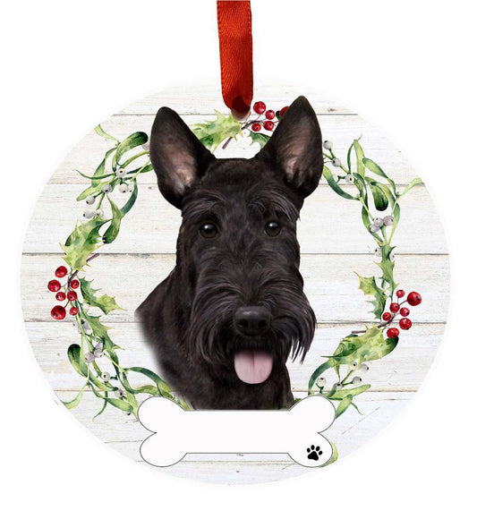 E&S Pets Scottish Terrier Ceramic Wreath Ornament 550-35