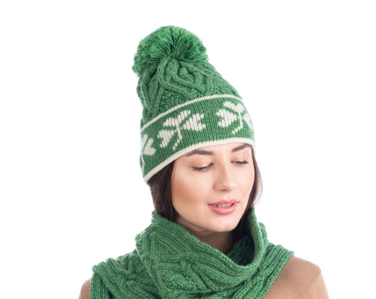 Saol - Shamrock Aran Wool Hat Green ML201-105-OS