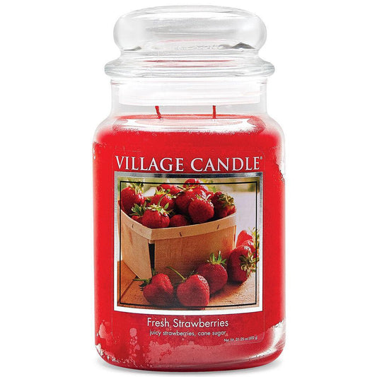 Stonewall Kitchen - Village Candle - Fresh Strawberries - Large Glass Dome 21.25 oz jar 4260040