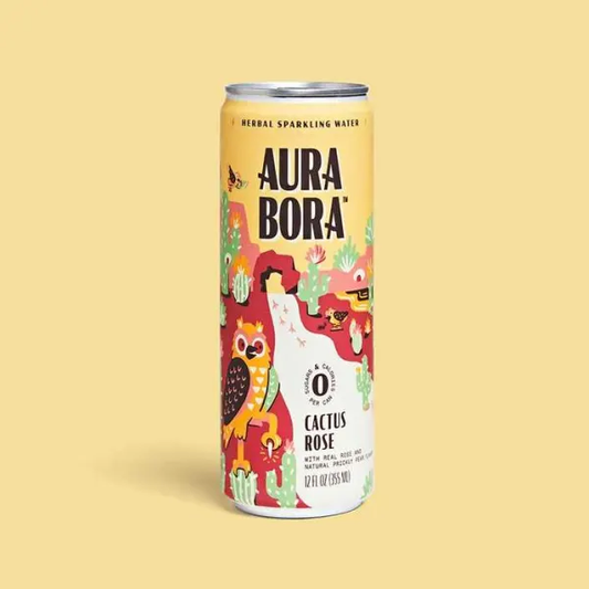 Aura Bora Herbal Sparkling Water Cactus Rose  12 oz Can