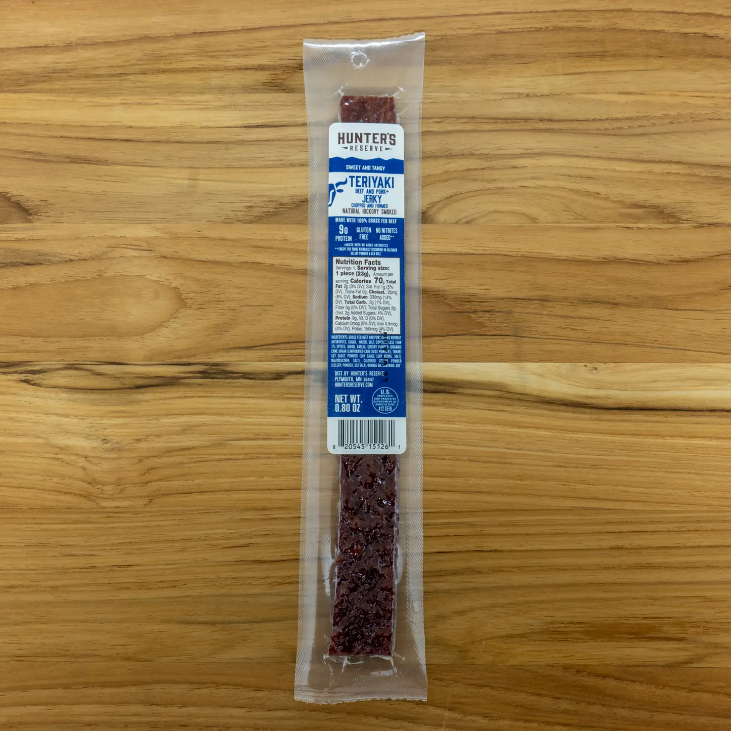 Hunter's Reserve - Teriyaki Grass Fed Beef  .8 oz Jerky Strips DISCOSVF