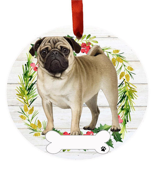 E&S Pets Pug, FB Ceramic Wreath Ornament 550-31FB