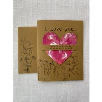 Raven's Edge Studio - Valentine "I love you." Card Plantable Seed Heart - Eco Friendly