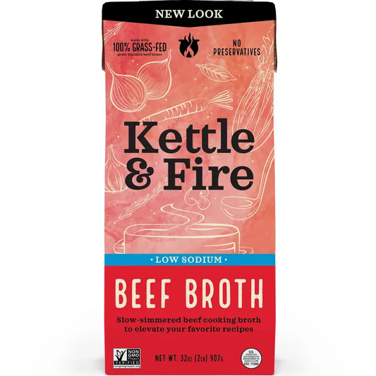 Kettle & Fire - Grass-Fed Low Sodium Beef Cooking Broth 32oz