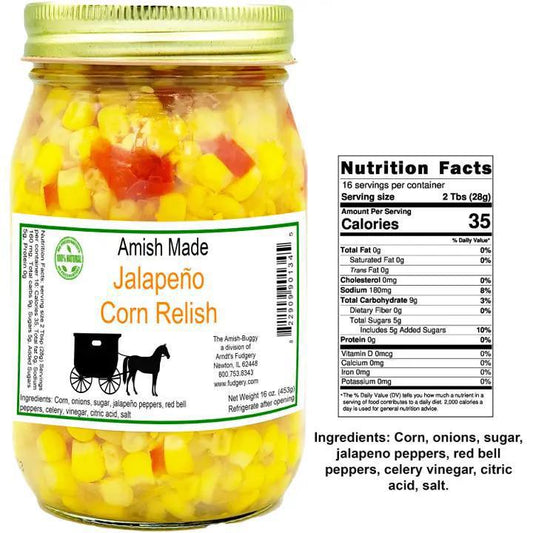 Arndt's Fudgery - Amish Made - Jalapeno Corn Relish 16 oz