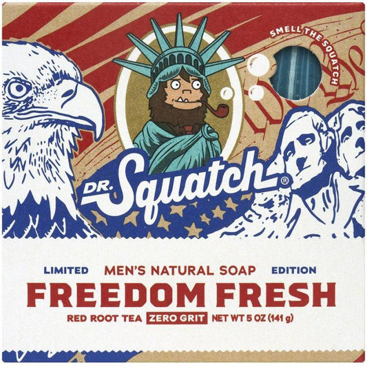 Dr. Squatch - Freedom Fresh Bar Soap  - Red Root Tea Zero Grit (Blue Bar)(Red writing)
