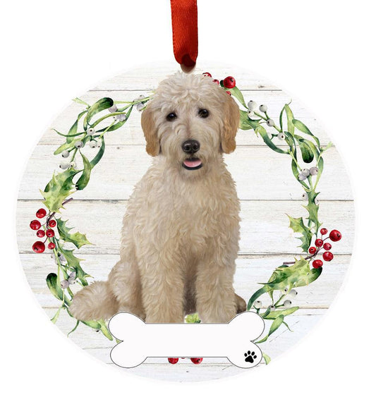 E&S Pets Goldendoodle, FB Ceramic Wreath Ornament 550-125FB