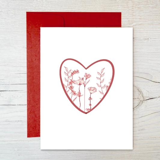 Raven's Edge - Wildflower Seed Card - Red Heart with Wildflowers