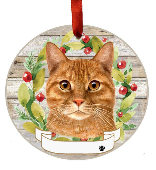 E&S Pets Tabby, orange Ceramic Wreath Ornament 551-8
