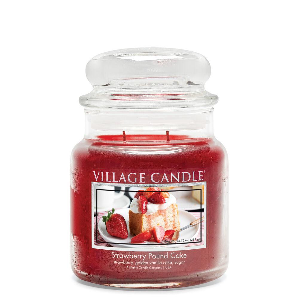 Stonewall Kitchen - Village Candle Strawberry Pound Cake Medium Apothecary 13.75 oz Jar 4160285