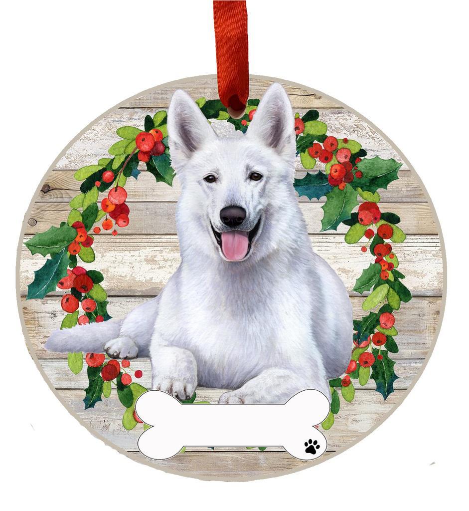 E&S Pets German Shepherd, white Ceramic Wreath Ornament 550-75w