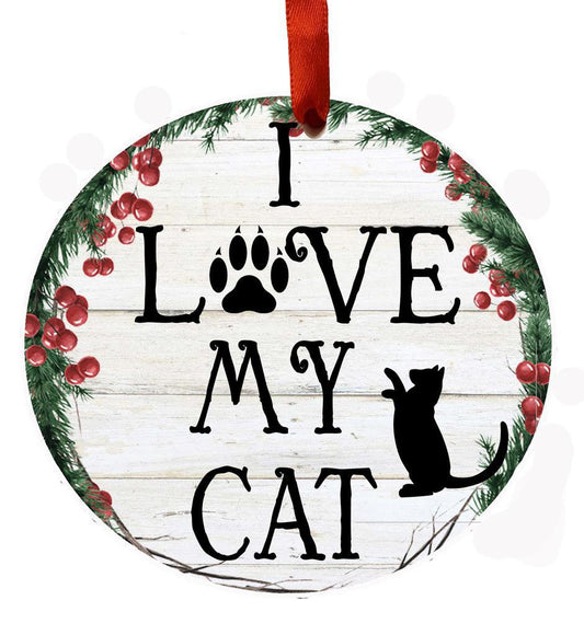 E&S Pets I Love My Cat Ceramic Wreath Ornament 551-229