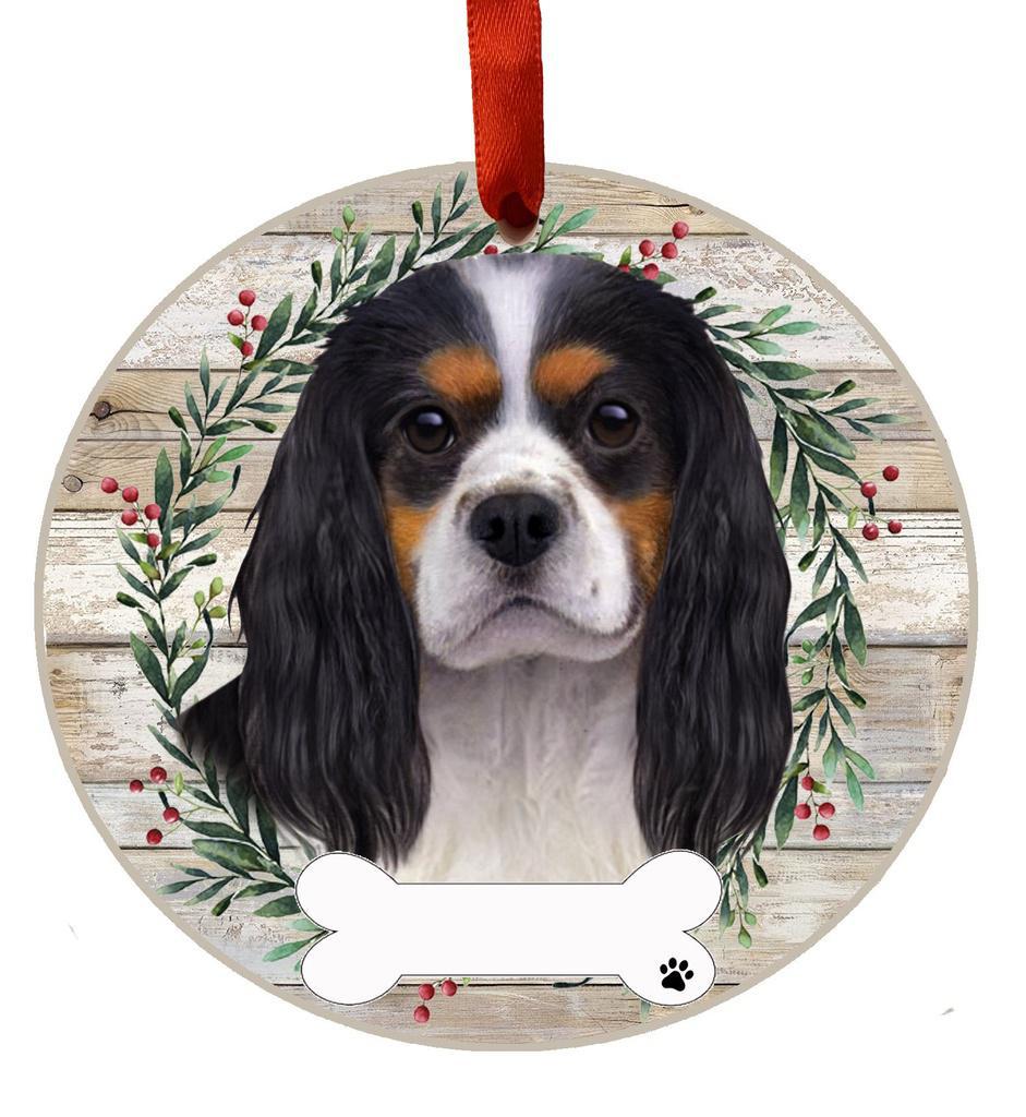 E&S Pets King Charles tri-color Ceramic Wreath Ornament 550-19
