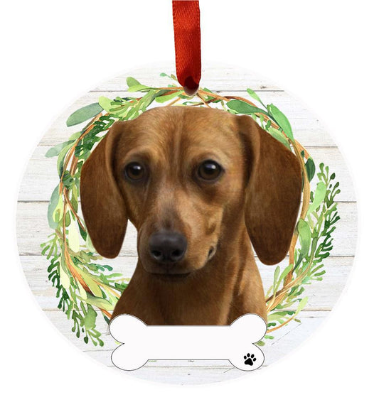 E&S Pets Dachshund, red Ceramic Wreath Ornament 550-13
