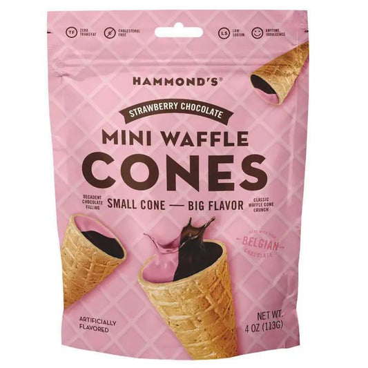 Hammond's Candies - Waffle Cones Strawberry Cream 4 oz - FC23312