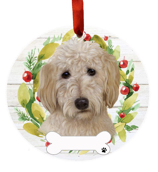 E&S Pets Goldendoodle Ceramic Wreath Ornament 550-125
