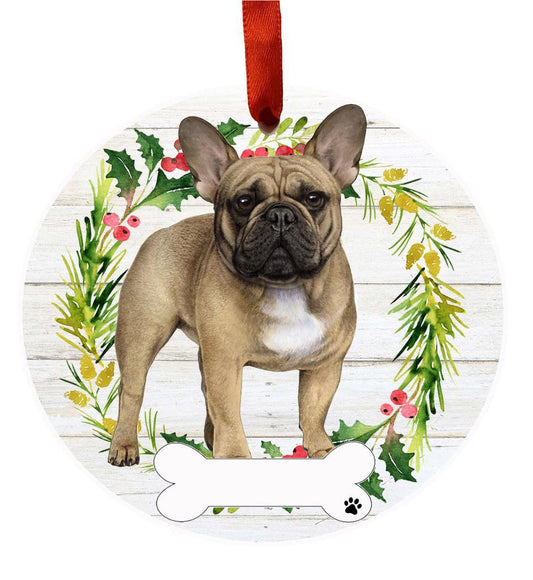 E&S Pets French Bulldog FB Ceramic Wreath Ornament 550-65FB
