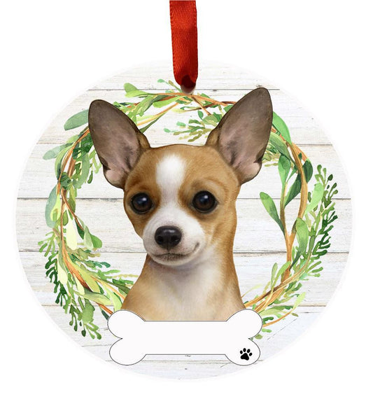 E&S Pets Chihuahua, tan and white Ceramic Wreath Ornament 550-10