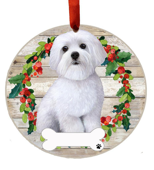 E&S Pets Maltese, FB Ceramic Wreath Ornament 550-24